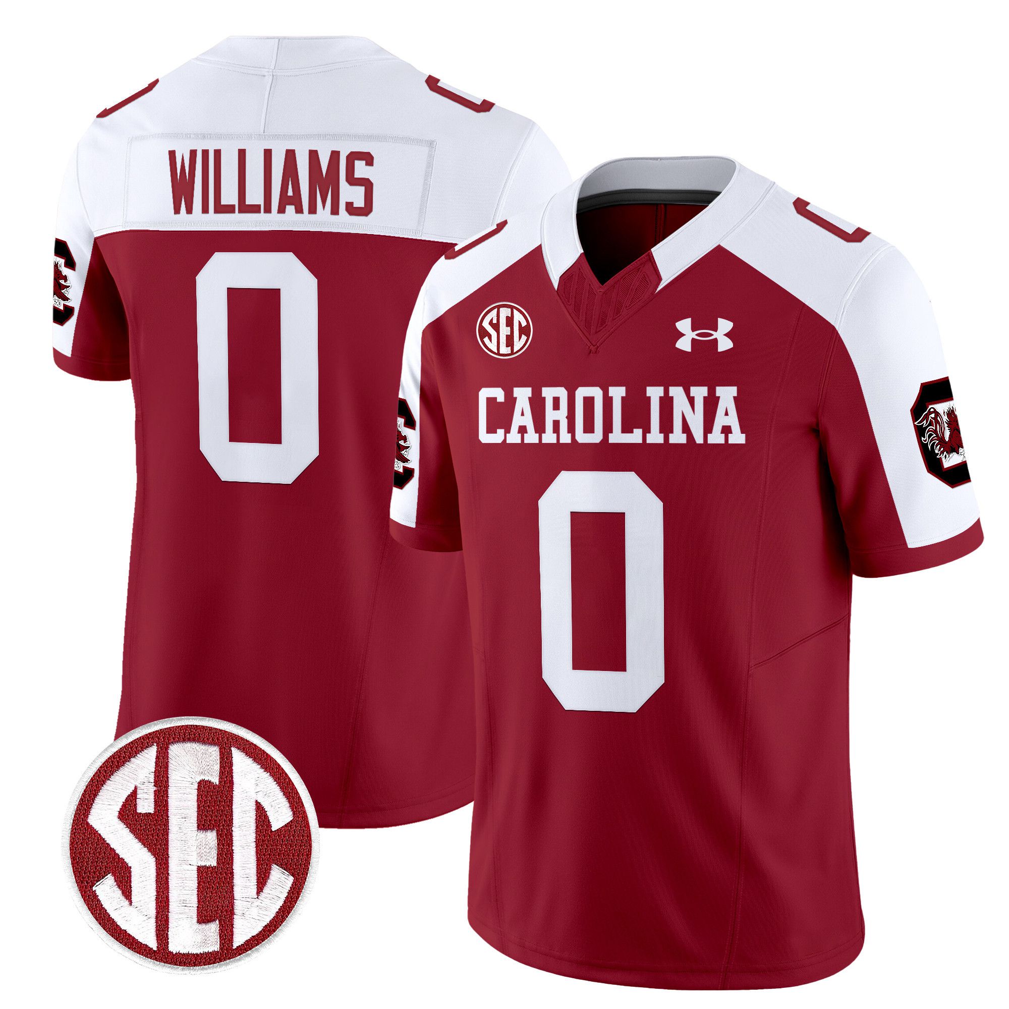 Men South Carolina Gamecocks #0 Williams Red 1980 Throwback Vapor Limited 2024 NCAA Jersey style 1